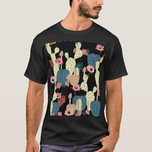 Cactus Plant:  Botanisch Patroon T-shirt (Voorkant)