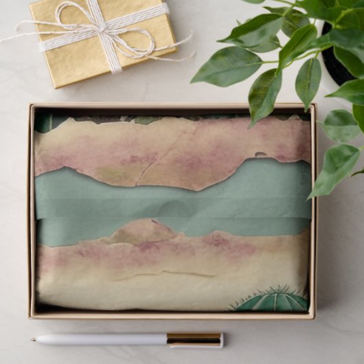 Cactus Plant Ephemera Collage Art No2 Tissuepapier (Geschenk)