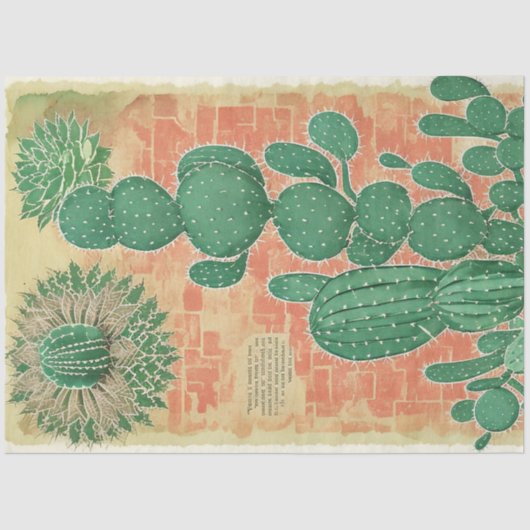 Cactus Plant Ephemera Collage Art No4 Tissuepapier (Voorkant)