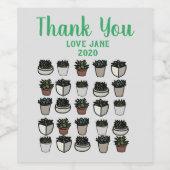 Cactus plant funky patroon wijn etiket (Enkel label)