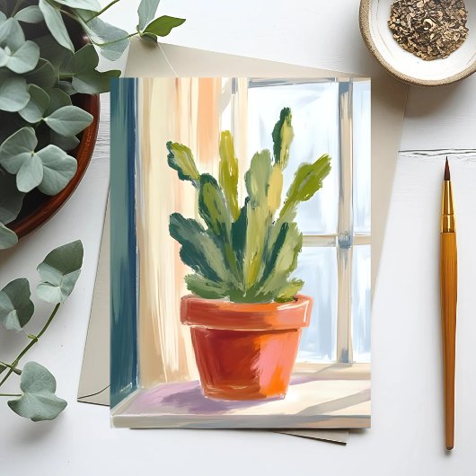 Cactus Plant | Green Botanical Watercolor Briefkaart