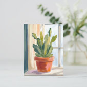 Cactus Plant | Green Botanical Watercolor Briefkaart (Staand voorkant)
