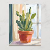 Cactus Plant | Green Botanical Watercolor Briefkaart (Voorkant)