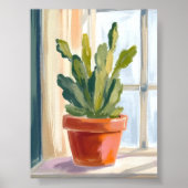 Cactus Plant | Green Botanical Watercolor Poster (Voorkant)