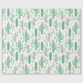 Cactus Plant Green Paars Pattern Cadeaupapier (Vlak)