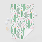 Cactus Plant Green Paars Pattern Golfhanddoek (Insitu)