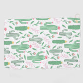 Cactus Plant Green Paars Pattern Golfhanddoek (Horizontaal)