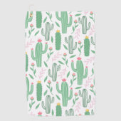 Cactus Plant Green Paars Pattern Golfhanddoek (Voorkant)
