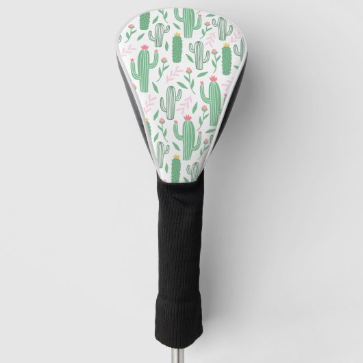 Cactus Plant Green Paars Pattern Golfheadcover (Voorkant)