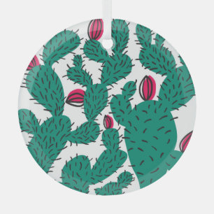 Cactus plant, groen naadloos patroon. glas ornament