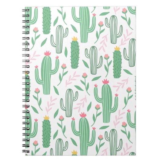 Cactus Plant Groen Paars Patroon Notitieboek (Voorkant)