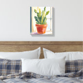 Cactus Plant | Groene Botanische Aquarel Canvas Afdruk (Insitu (Slaapkamer))