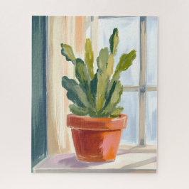 Cactus Plant | Groene Botanische Aquarel Legpuzzel