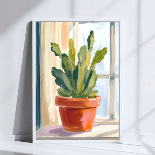 Cactus Plant Groene Botanische Aquarel Poster