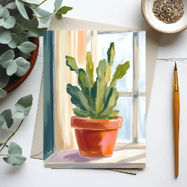 Cactus Plant | Groene Botanische Waterverf Briefkaart