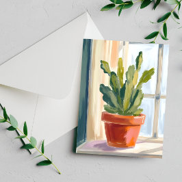 Cactus Plant | Groene Botanische Waterverfkaart