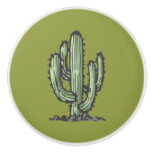 Cactus Plant Hand getekend Botanische Illustratie Keramische Knop (Voorkant)