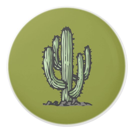 Cactus Plant Hand getekend Botanische Illustratie Keramische Knop (Voorkant)