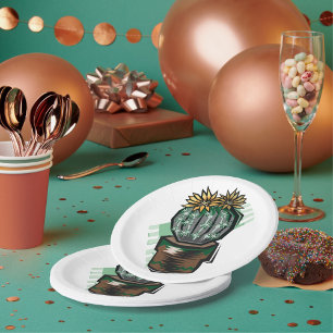 Cactus Plant in een potje Papieren Bordje