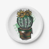 Cactus Plant in een potje Papieren Bordje (Voorkant)