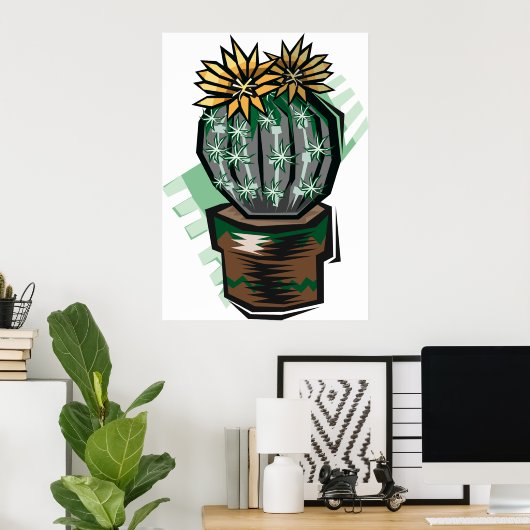 Cactus Plant in een potje Poster (Thuiskantoor)