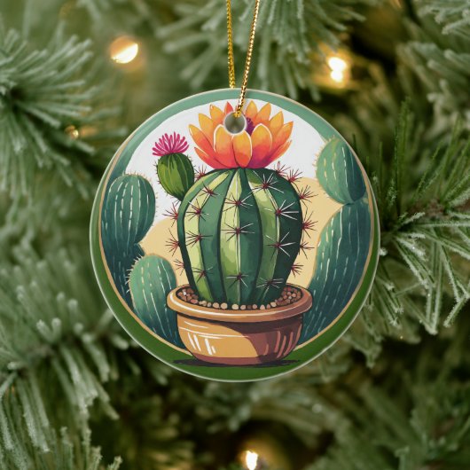 Cactus Plant Keramische Decoratieve Glas in lood l Keramisch Ornament (Boom)