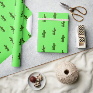 Cactus-plant op lichtgroen cadeaupapier