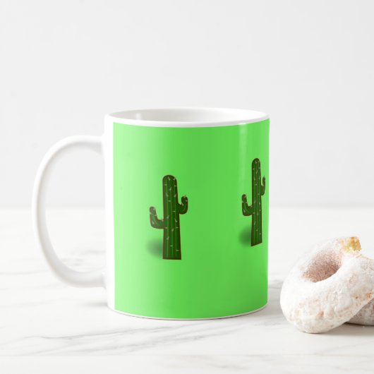 Cactus-plant op lichtgroen koffiemok (Met donut)