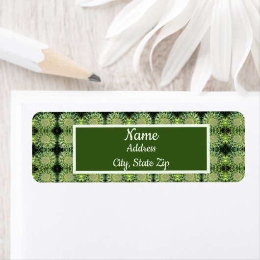 Cactus Plant Pattern Green Black Desert Southwest Etiket (Insitu)