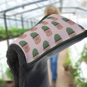Cactus Plant Pattern Monogram Initiaal Dusky Pink Golfheadcover