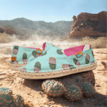 Cactus Plant Pattern Robin Egg Blue Espadrilles