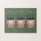 Cactus Plant Pot Monogram Jigzaag Puzzle Legpuzzel (Horizontaal)