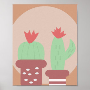 Cactus Plant Potted Clay Pots and Shapes Wall Art Poster