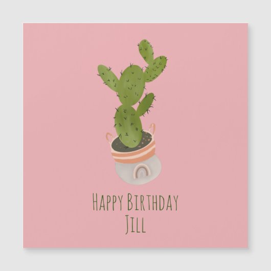 Cactus Plant Regenboog Mand Hand Getekend (Voorkant)