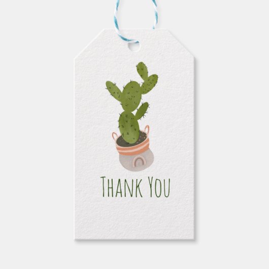 Cactus Plant Regenboog Mand Hand Getekend Cadeaulabel (Voorkant)