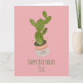 Cactus Plant Regenbooghandvat hand getekende geboo Kaart (Voorkant)
