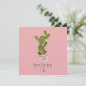 Cactus Plant Regenbooghandvat Handtekening Birthda Kaart (Staand voorkant)