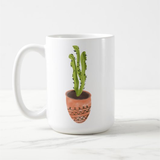 Cactus Plant Terracotta Hand Drawn Koffiemok (Links)