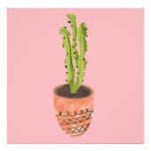 Cactus Plant Terracotta Hand Drawn roze Foto Afdruk (Voorkant)