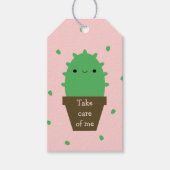 Cactus plant zorgt voor me schattige kawaii cadeaulabel (Voorkant)