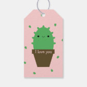 Cactus plant zorgt voor me schattige kawaii cadeaulabel (Achterkant)