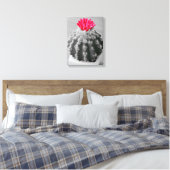 Cactus Plant zwart wit foto met roze bloem Canvas Afdruk (Insitu (Slaapkamer))