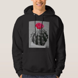 Cactus Plant zwart wit foto met roze bloem Hoodie