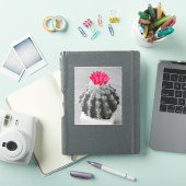 Cactus Plant zwart wit foto met roze bloem Sticker (iPad Cover)