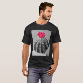 Cactus Plant zwart wit foto met roze bloem T-shirt (Voorkant volledig)