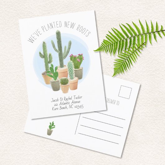 Cactus Planted New Roots Moving Announcement Briefkaart