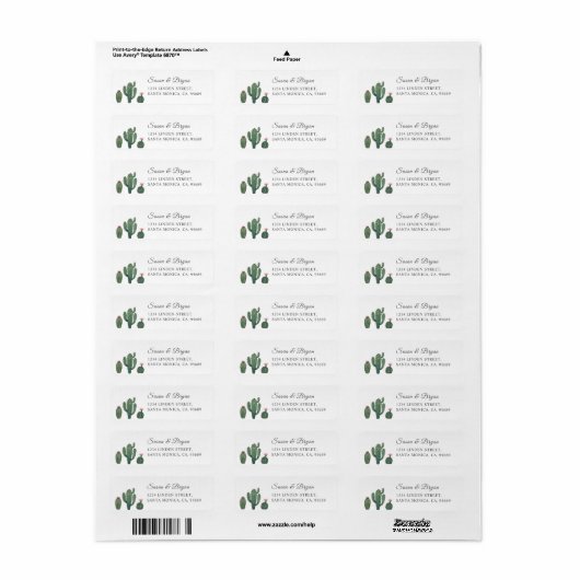 Cactus Planten Adres Etiket (Full Sheet)