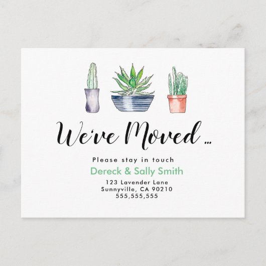 cactus planten Adreswijziging we zijn verhuisd Aankondigingskaart (Voorkant)