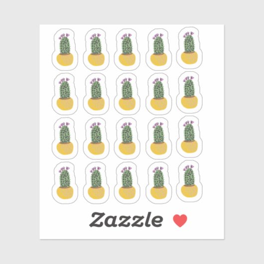 Cactus Planten Cheetah Doodle Design Sticker (Vel)