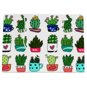 Cactus planten in kleurrijke pot grote cadeazak groot cadeauzakje (Voorkant)